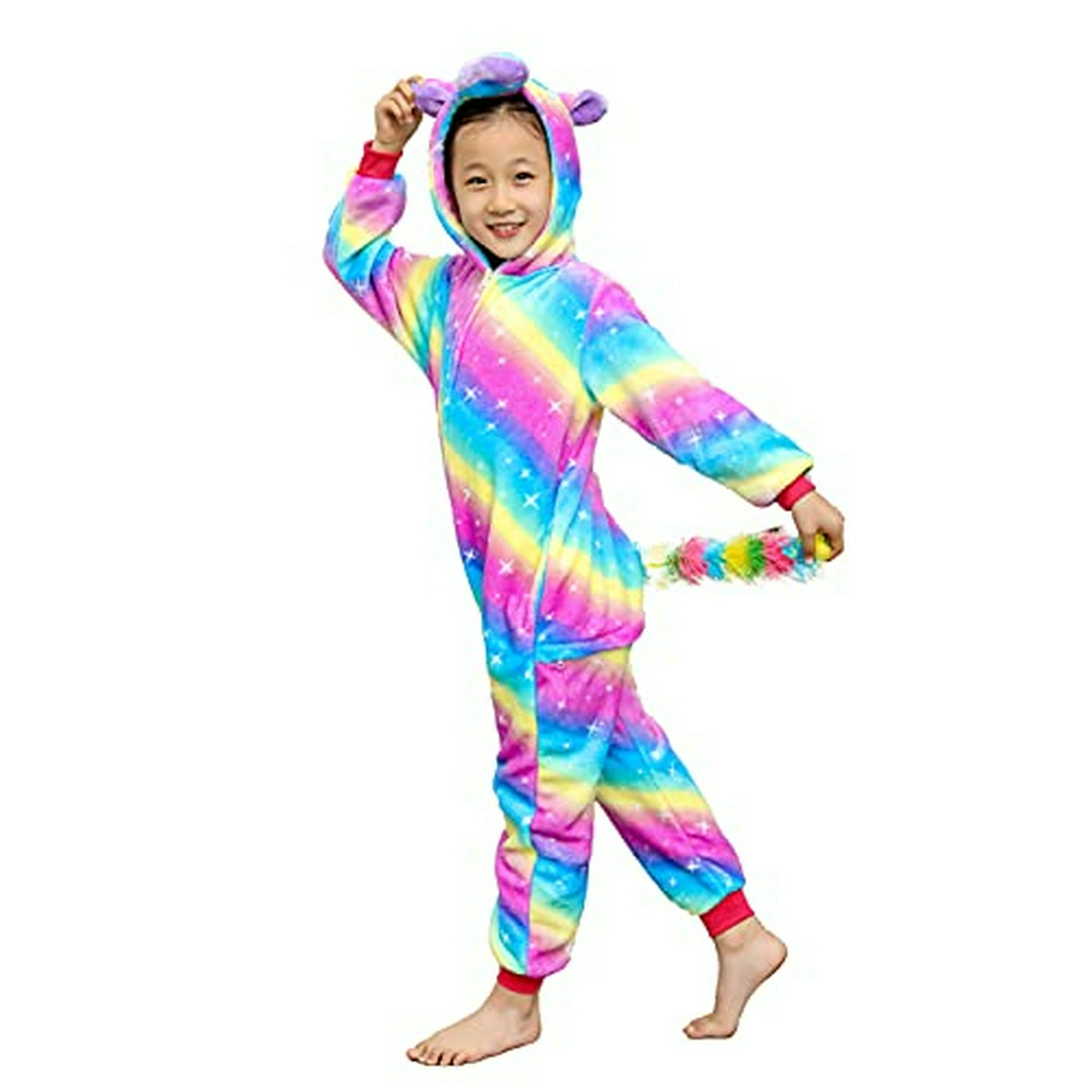 Integral Cabeza Enajenar Pijama Unicornio Colorido para Niños - Disfraz de Animal para Cosplay de  Halloween (5T Ca JVJQ JVJQ