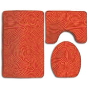 ABPHQTO Lava Rojo Naranja Juego de alfombras de baño de 3 piezas Alfombra de baño Alfombra de contor ABPHQTO Cont-CHAPPLE-17414